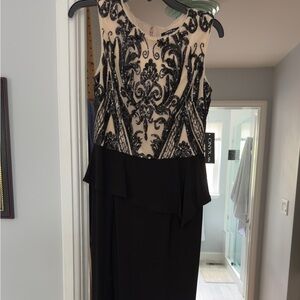 Elegant Black and Cream Evening Gown